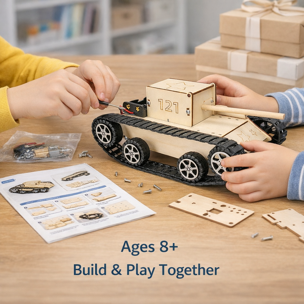 DIY Wooden Tank Model - Hands-On STEM Building Kit for Kids & Families product detail image 2