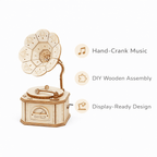 DIY Hand-Crank Wooden Gramophone Music Box product detail image 3
