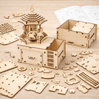 DIY Hand-Crank Wooden Carousel Music Box Pen Holder product detail image 2
