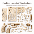 DIY Wooden Mechanical Revolver Model Kit - Buildable Puzzle & Display Piece product detail image 4