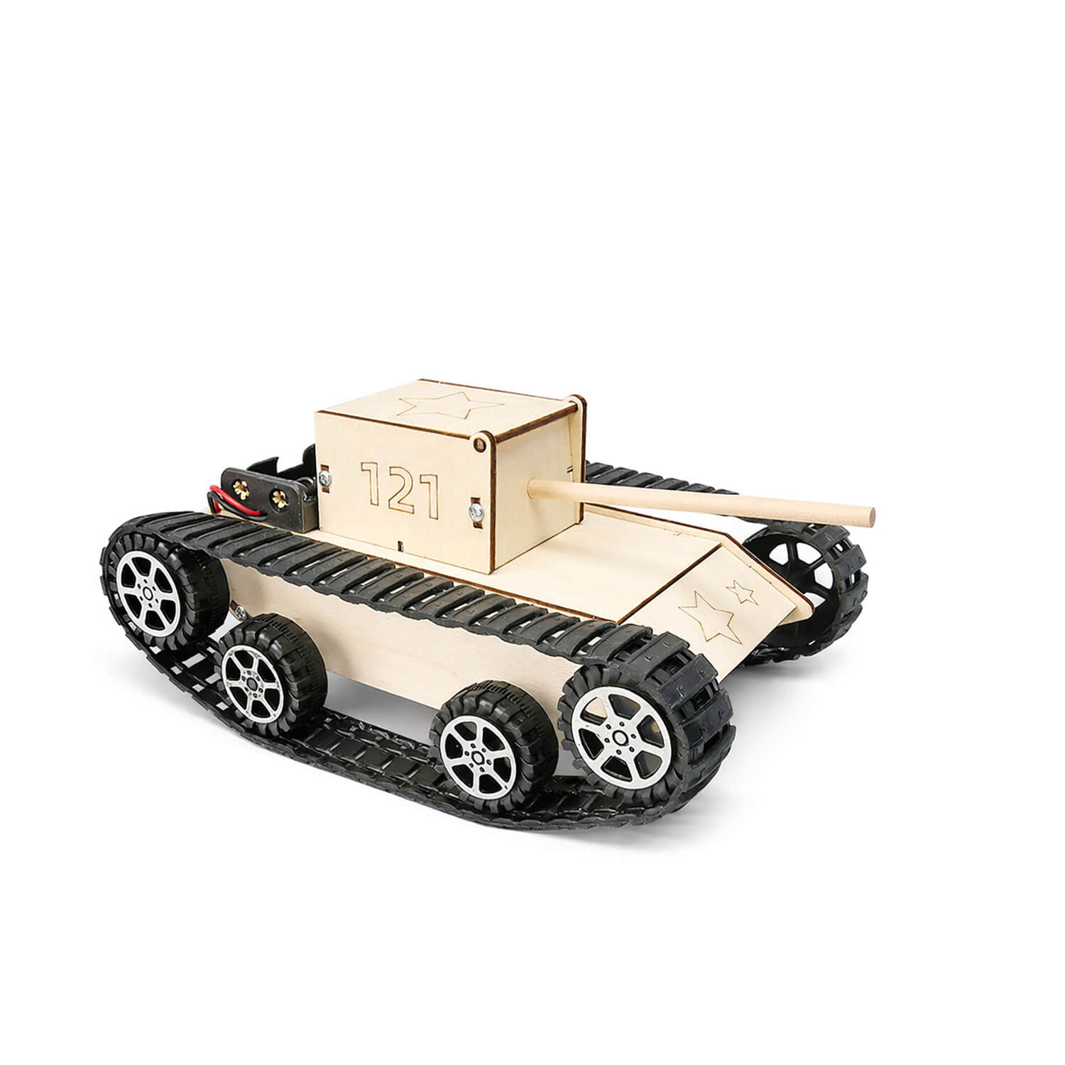 DIY Wooden Tank mechanical model STEM building kit — hands-on engineering and construction project for kids and families, precision laser-cut assembly