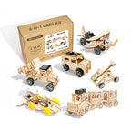 6-in-1 STEM Wooden Construction Vehicle kit for kids — build 6 working construction vehicle models, hands-on mechanical engineering project for ages 8+